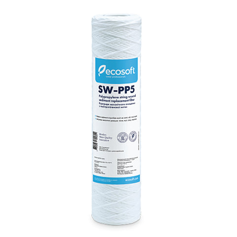Ecosoft PP String-Wound Sediment (Stage 1) Replacement Filter 2.5"× 10" 5-Micron