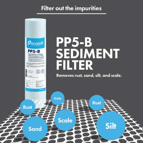 Ecosoft PP Melt-Blown Sediment (Stage 1) Replacement Filter with Bacteriostatic Effect 2.5"× 10" 5-Micron